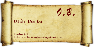 Oláh Benke névjegykártya